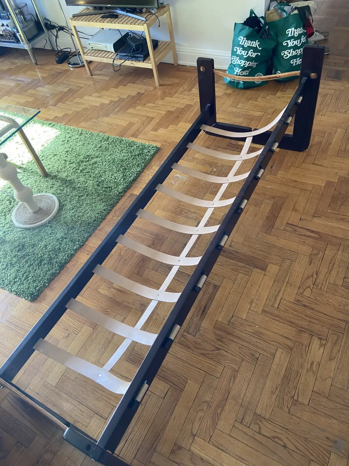 Percival Lafer Brazilian rosewood sofa after reupholstery by Olek Inc.